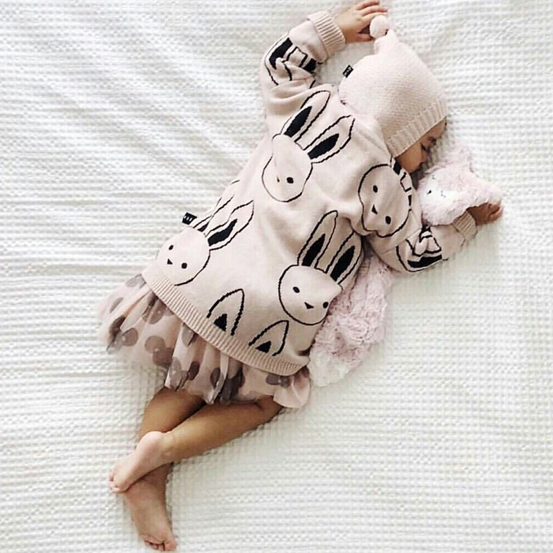 Модные кардиганы для маленьких девочек Свитера с мультяшным кроликом мальчиков