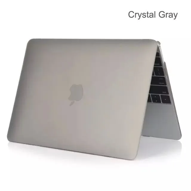 Прорезиненный кристалл/матовый Прочный чехол для ноутбука чехол для Macbook Pro 13 15 retina Air 11 13+ крышка клавиатуры с логотипом - Цвет: crystal gray