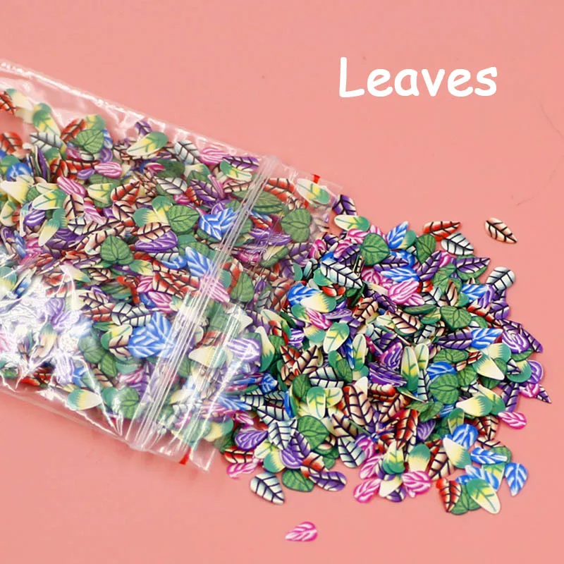 Leaves 1000 шт наклейки с фруктами и животными, клейкие аксессуары, модные, сделай сам, для наполнения ногтей, полимерная глина, милые декоративные наклейки, Креативные Игрушки для девочек - Цвет: Leaves