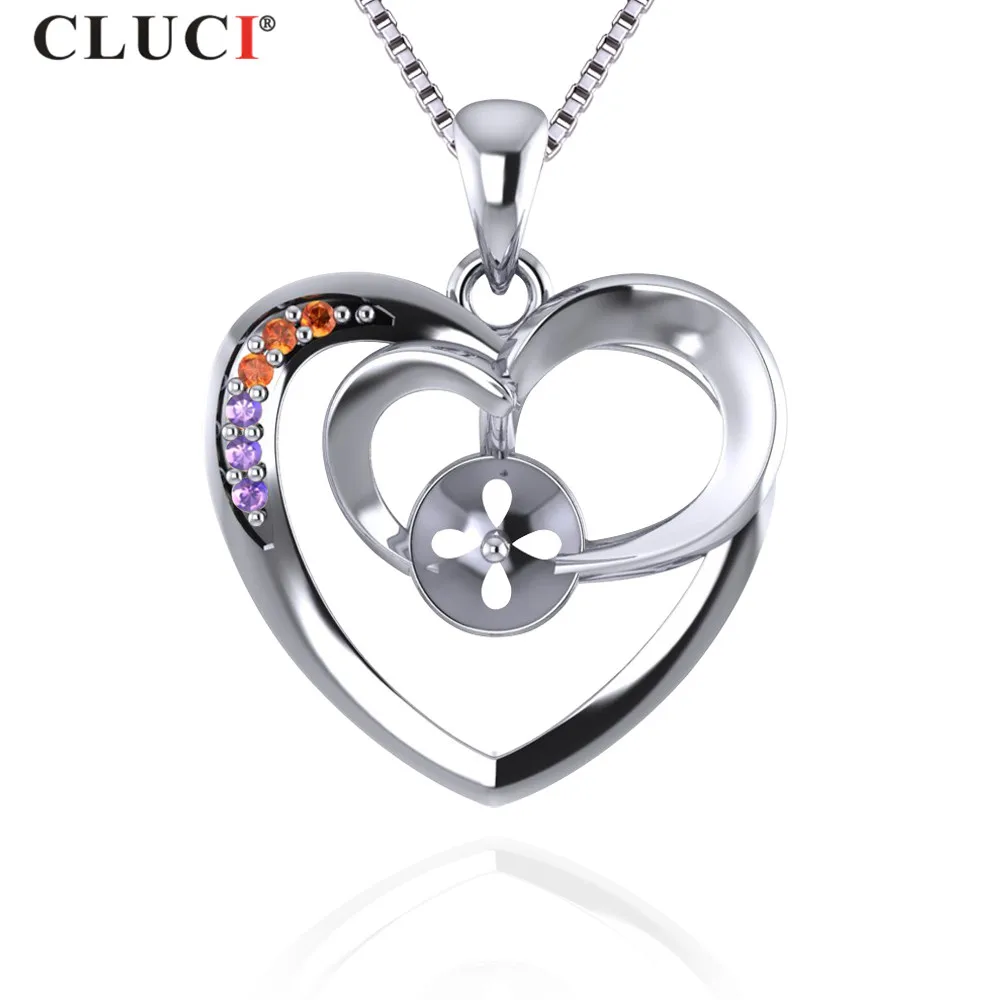 Женский классический кулон CLUCI с жемчужинами и двумя сердцами красным фиолетовым