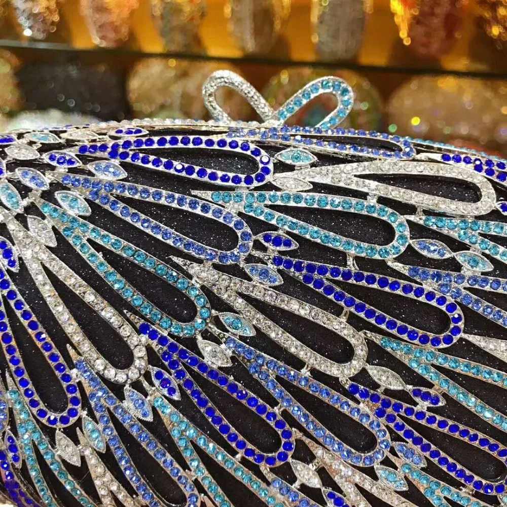 

XIYUAN female blue Crystal Diamond Clutch Bag wedding Party rhinestone clutch Purse Female Pochette Box Evening Bag Handbags