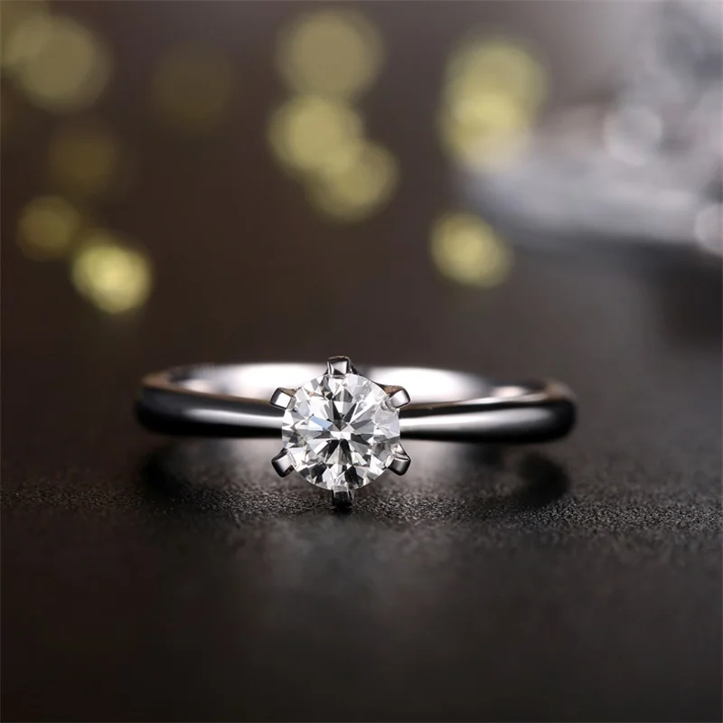 YHAMNI кольцо из белого золота с Золотое кольцо 18krgp штамп 6 мм 1 карат SONA CZ Diamant Для женщин Обручение кольцо JR018