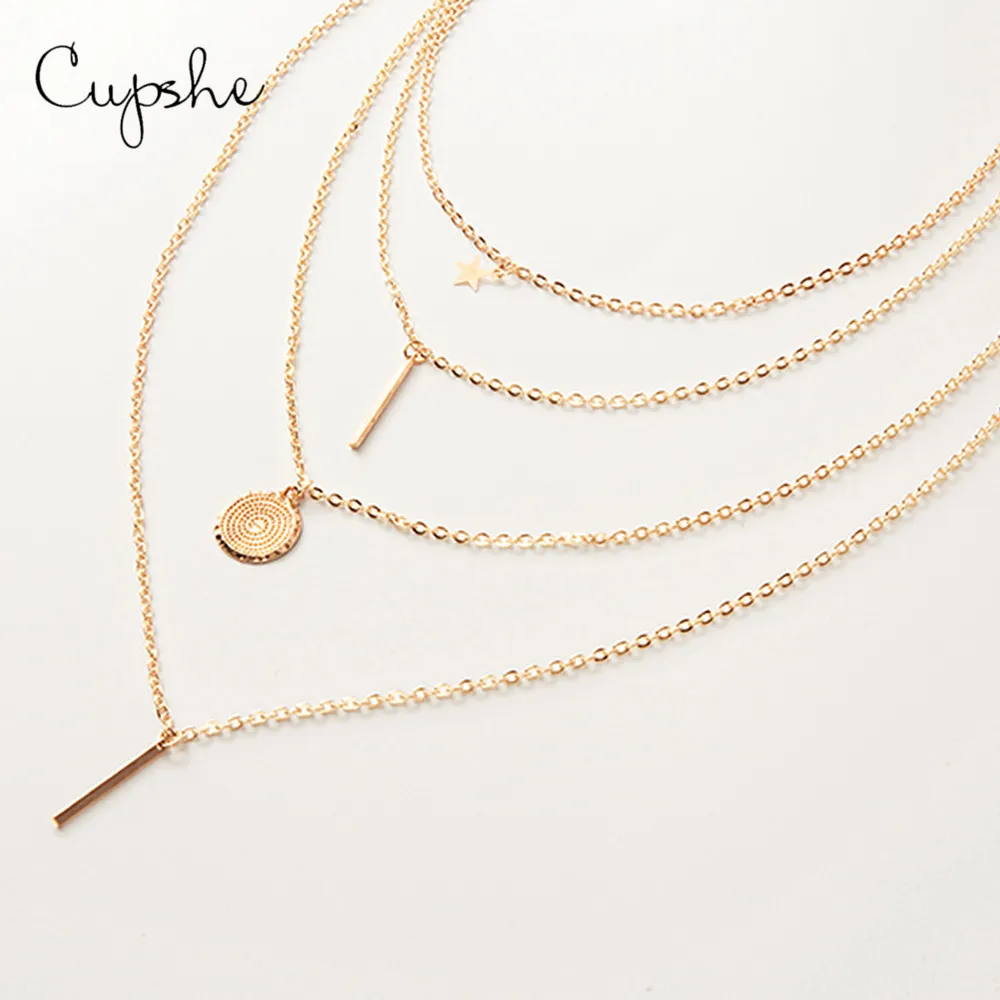 CUPSHE заявление золотые подвески со звездами многослойное ожерелье женские
