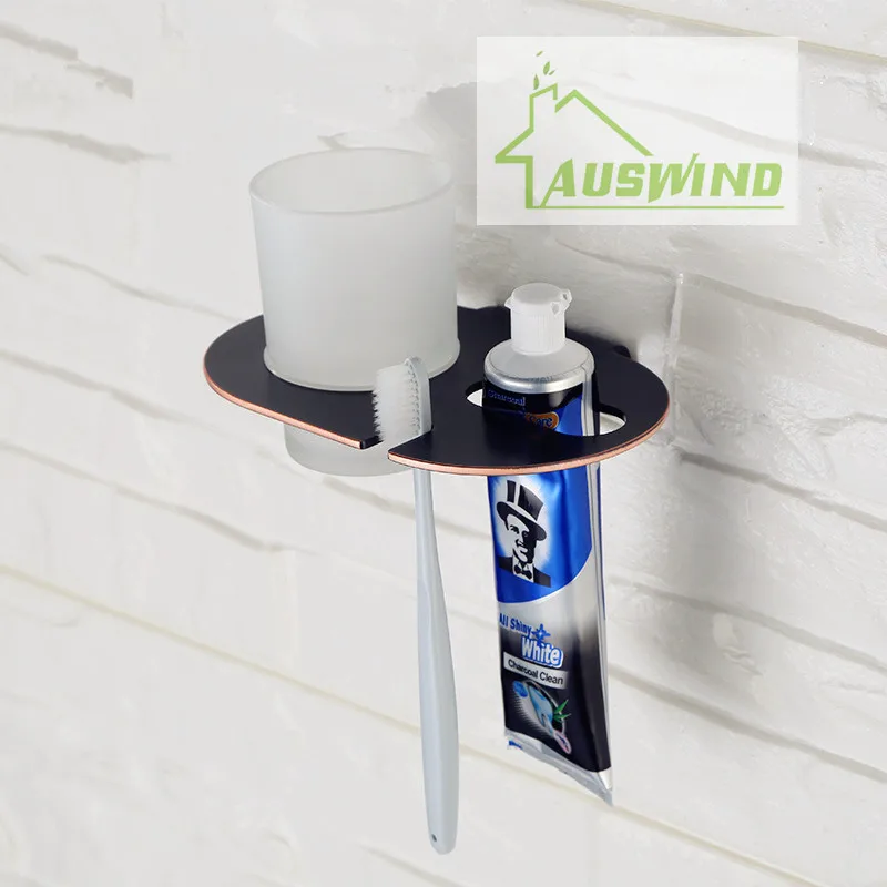 Auswind Античный Черный Зубная щётка подстаканник 304 нержавеющая сталь ванная комната продукта одной чашки стену ванной оборудования Комплект