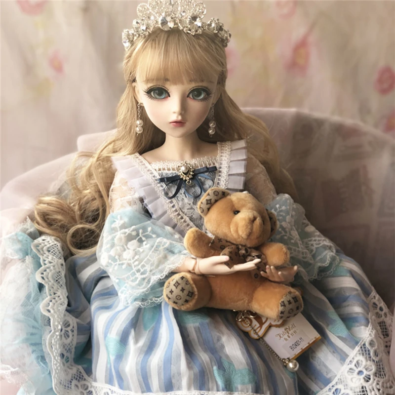 BJD 60 см золотые волосы элегантная кукла игрушки 1/3 голубые глаза с одеждой ручной работы игрушка Косметика силиконовая кукла реборн игрушка подарок для детей