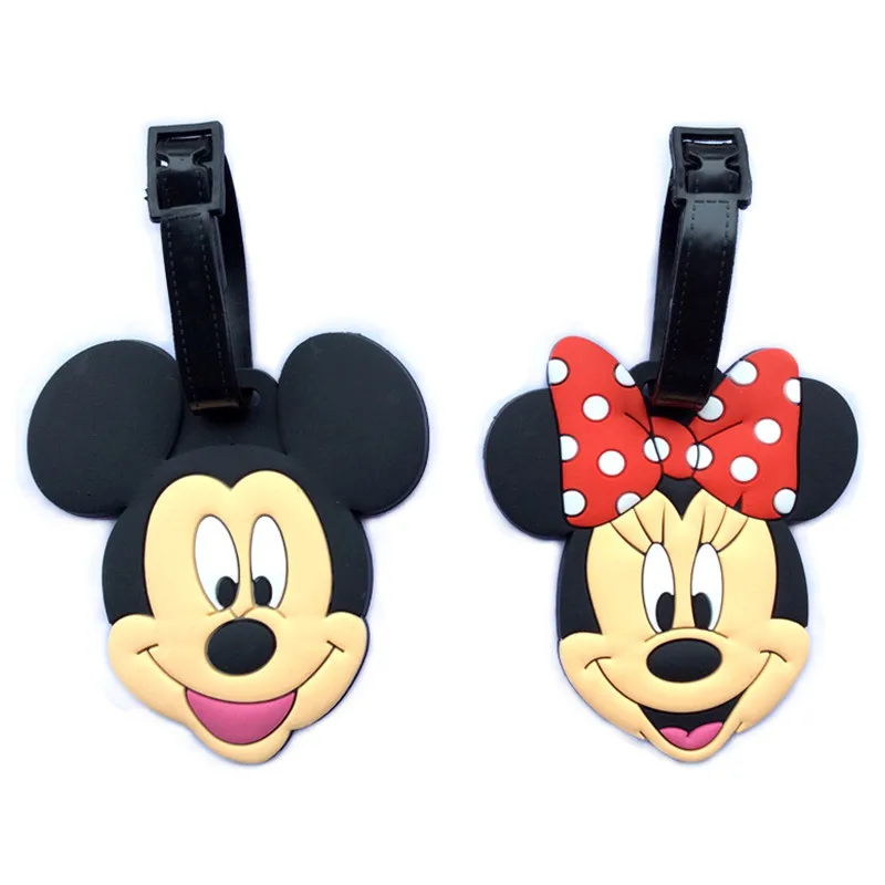 Kawaii Микки и Минни бирка для чемодана рисунки из мультфильма ПВХ ID адрес держатель багажная этикетка силиконовый идентификатор аксессуары для путешествий