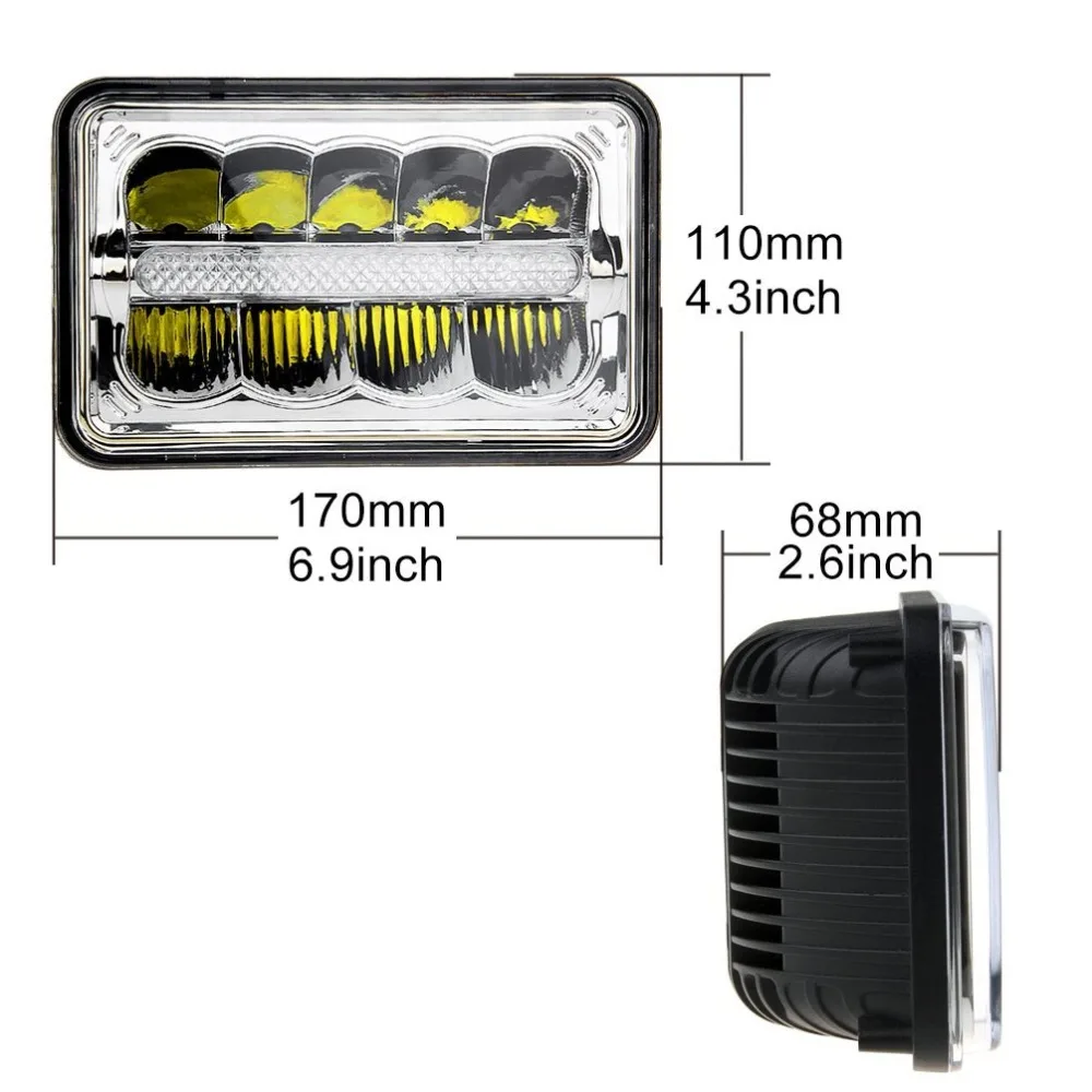 2 шт хромированная площадь 4X6 дюймов 12V 24V светодиодный головной светильник s