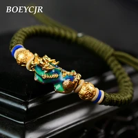 boeycjr novel gold color temperature change color lucky brave troops pixiu braided rope energy bangles bracelets for men
