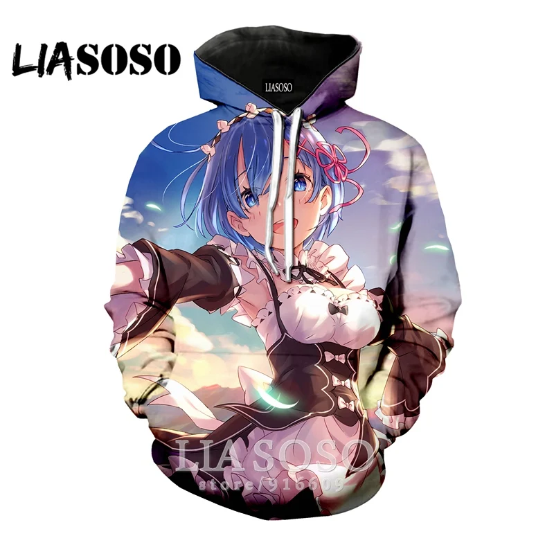 Забавный 3D принт для женщин мужчин аниме логотип homme Harajuku Re Zero Rem толстовка одежда толстовки уличная толстовка модная рубашка E778
