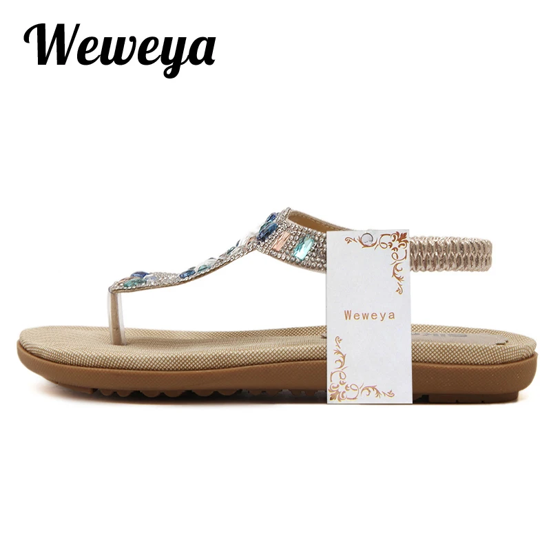 Женские босоножки на плоской подошве Weweya пляжные шлепанцы в богемном стиле