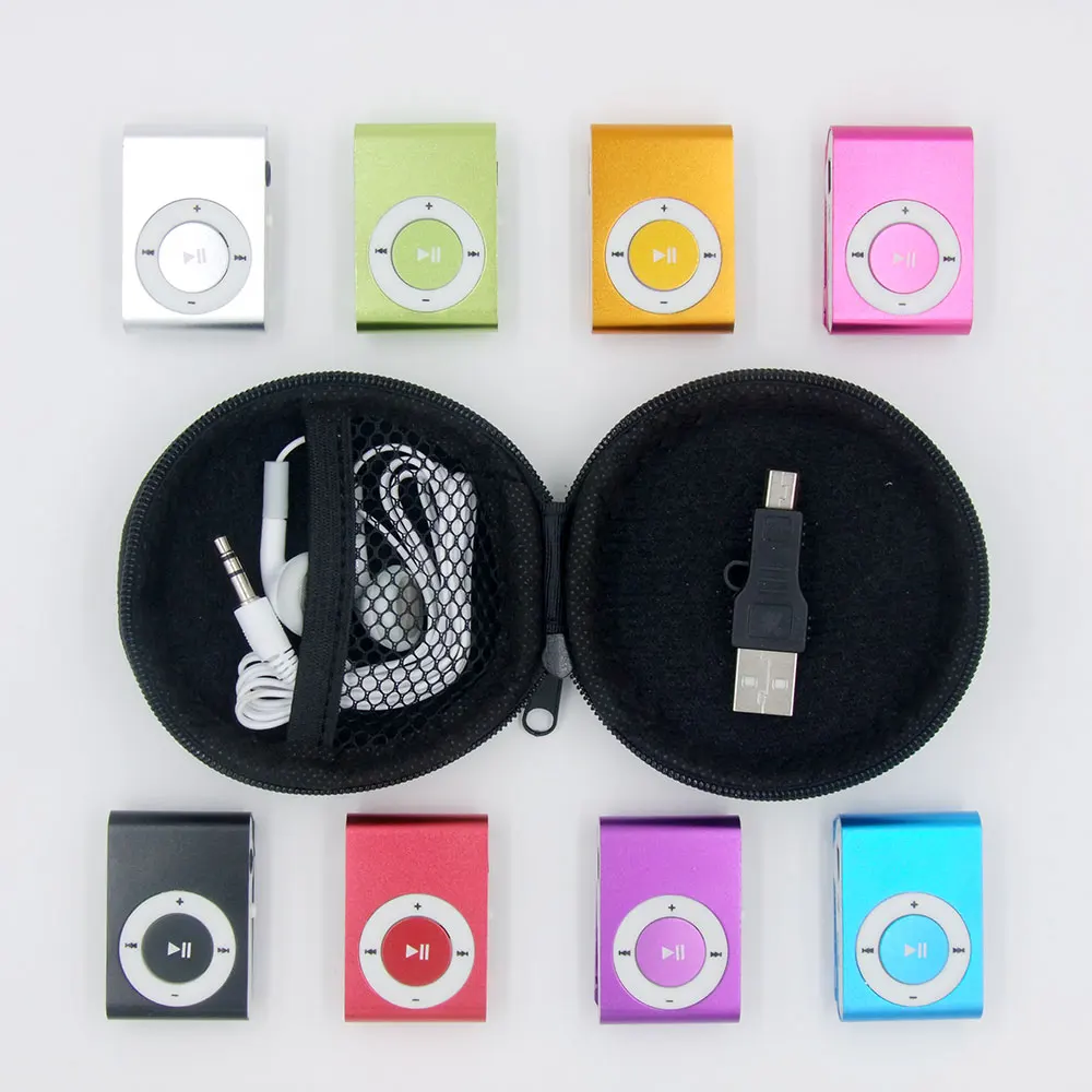 Mp3 металлический зажим Портативный модный стиль поддержка micro sd карты памяти tf с сумкой для хранения маленький мини MP3 Спорт Mp3
