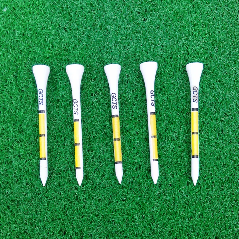 Белые деревянные тенниски для гольфа с желтым принтом 50 шт. 70 мм |