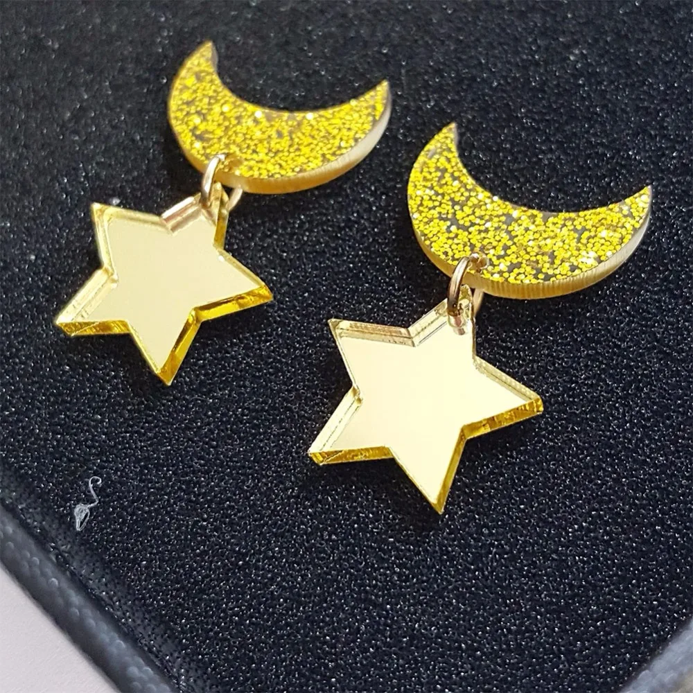 Pinksee Новинка 2017 года Женская Мода Серьги Звезда Луна Shaped стержня уха серьги для