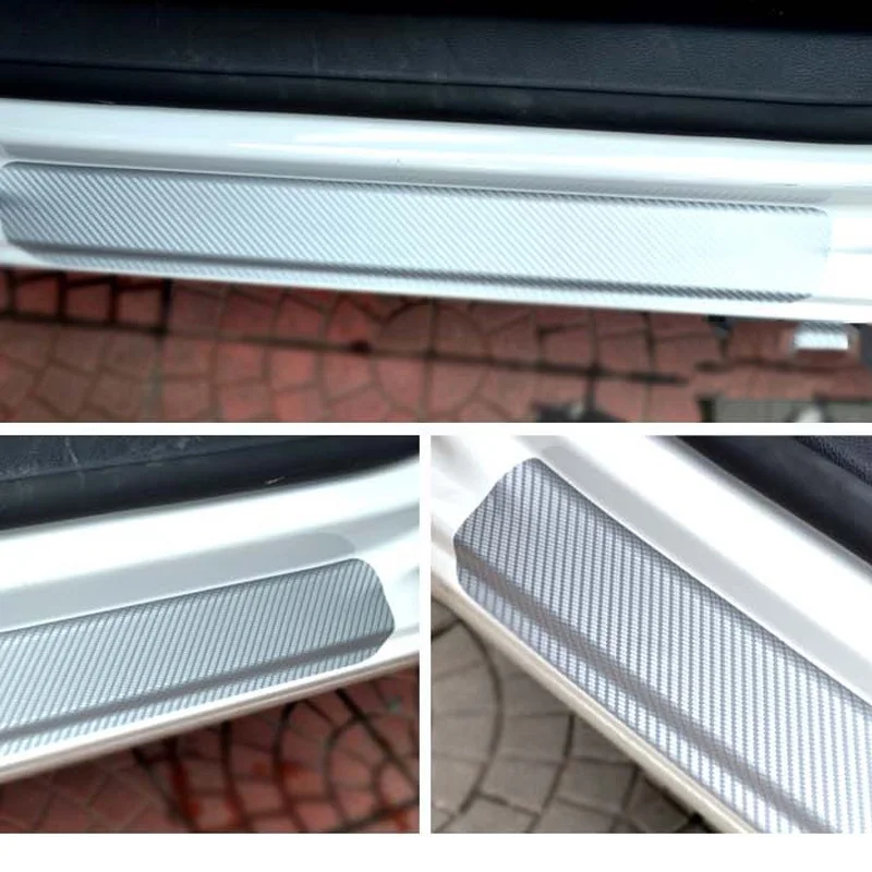 silver Для Mitsubishi ASX Lancer RVR 2011 2012 2013 двери автомобиля порог углеродного волокна виниловые наклейки Наклейки 4 шт. Тюнинг автомобилей - Название цвета: silver