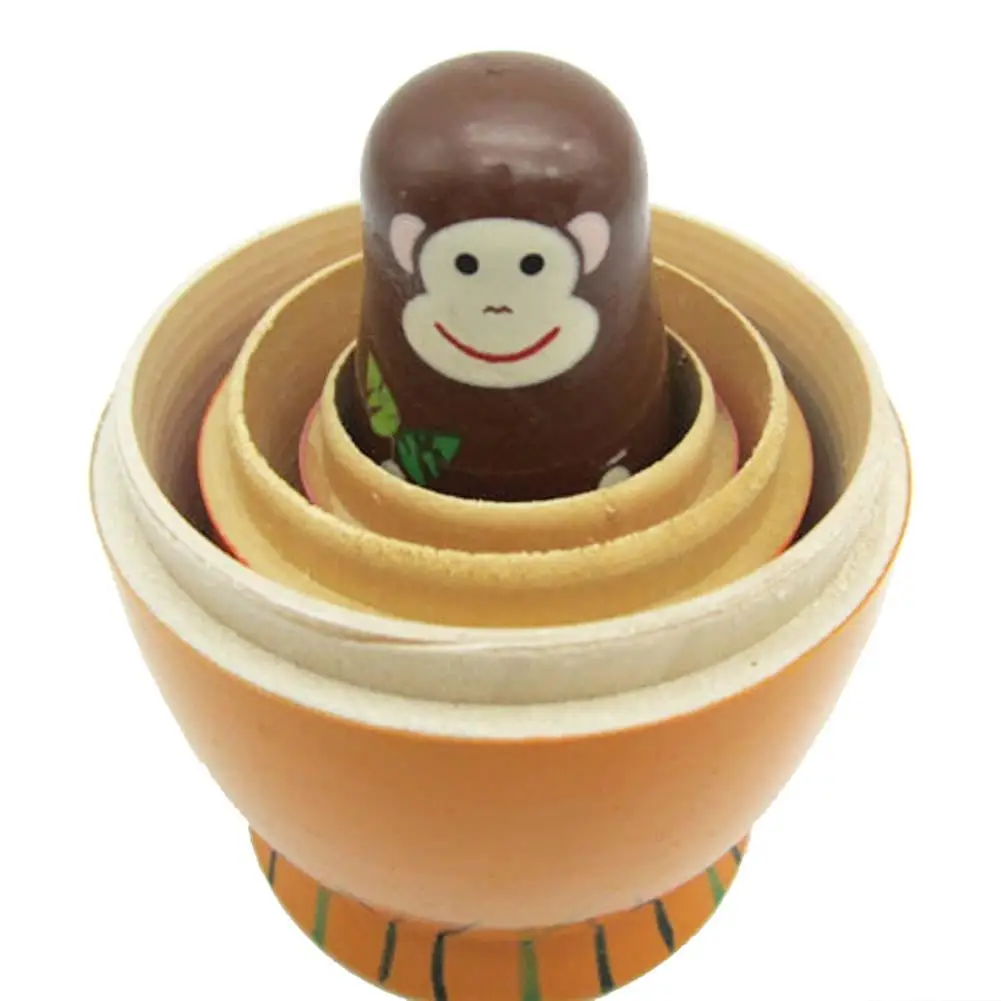 5 шт./компл. милые деревянные куклы с изображением животных русская кукла