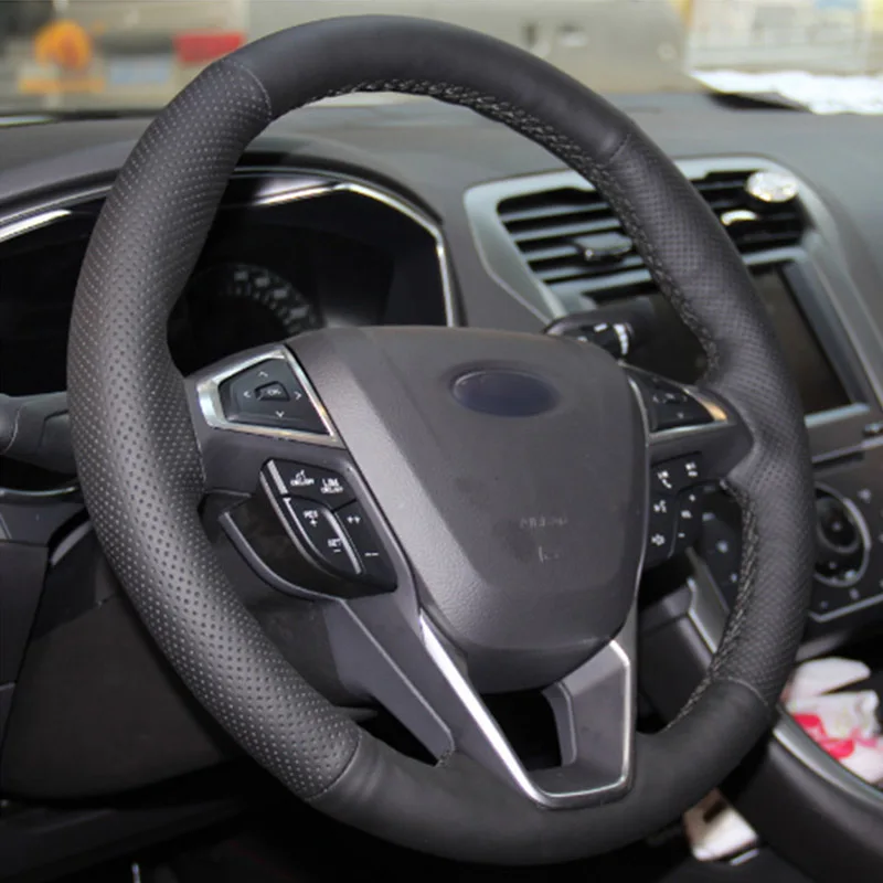 DIY швейная крышка рулевого колеса из искусственной кожи для Ford Fusion Mondeo 2013-2014 Edge