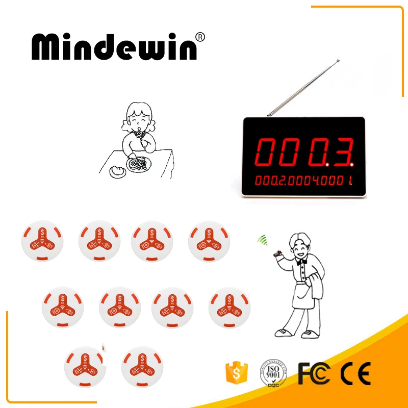 Mindewin электронный ресторанный Настольный номер светодиодный дисплей и 10 шт. белых