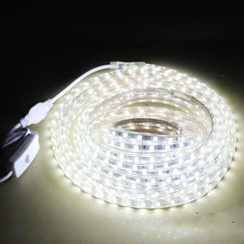 Smd 5050 Светодиодный ленточный 220 В 1 м/2 м/3 м/5 м/10 м/15 м/20 м 60 Светодиодный s/M Водонепроницаемый светодиодный Светодиодная лента световой ленты Рождественский Декор лампы с ЕС штепсельная Вилка