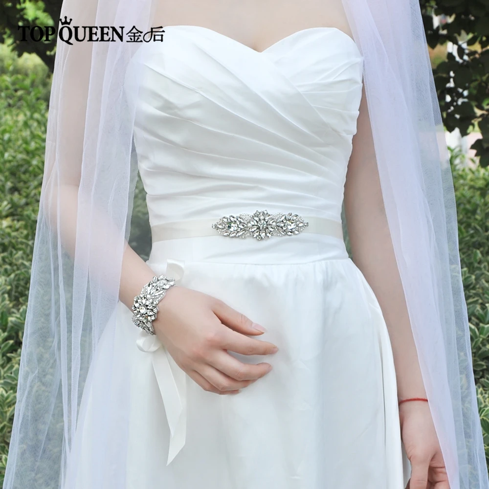 TOPQUEEN DS337 Свадебные наручные Цветы Стразы с жемчугом свадебные ленты кристаллами|