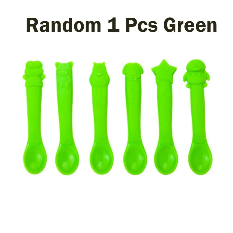 Random 1 Green Spoon Детская миска на присоске, тарелки для закуски, силиконовая чашка для кормления малыша, миска для перекуса, контейнер для хранения, детская тарелка, посуда - Цвет: Random 1 Green Spoon