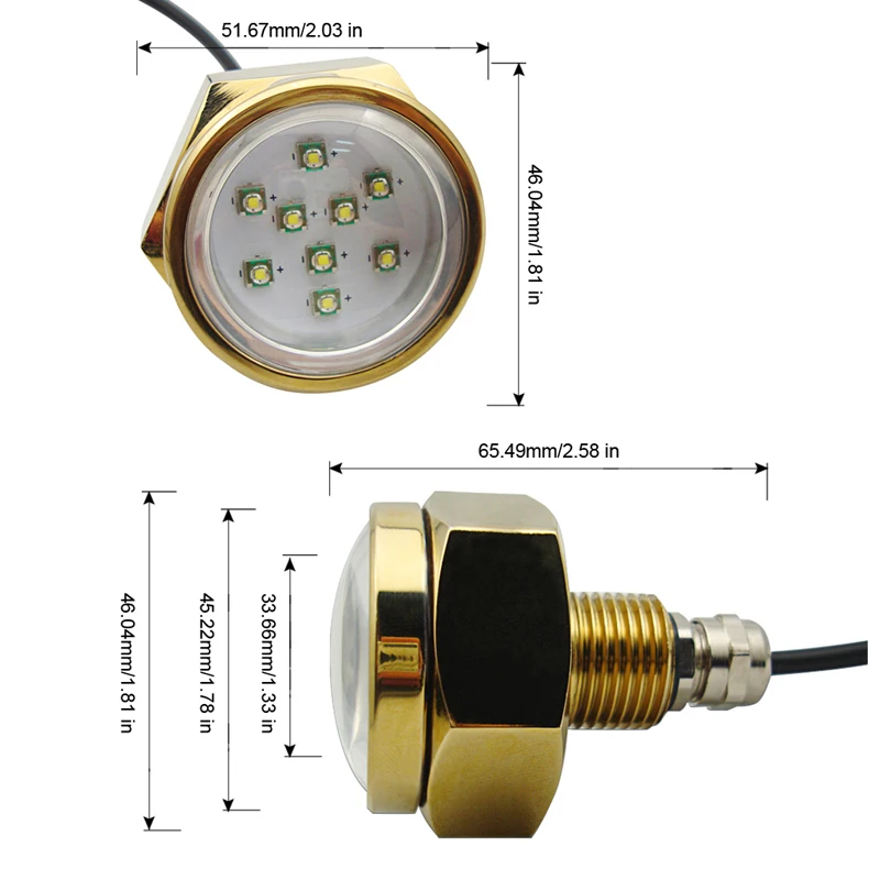 IP68 Водонепроницаемый 12V-24V 27W 9LED морской катер сливной светильник Титан сплав