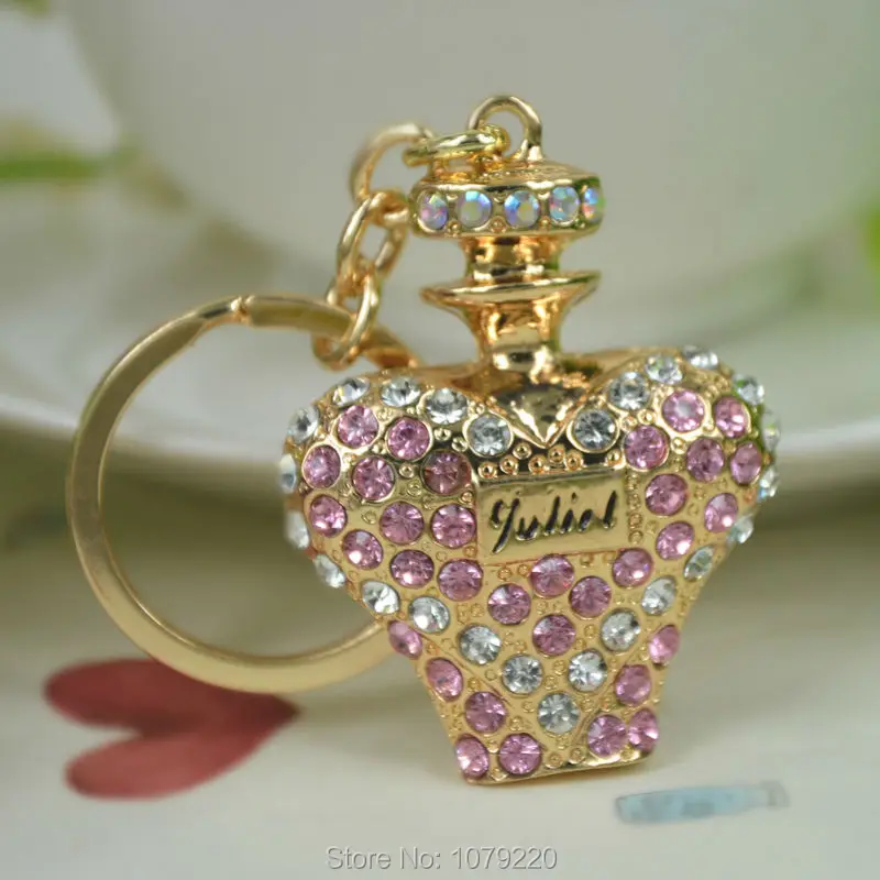 Брелок TN в виде флакона духов подвеска со стразами и кристаллами брелок для