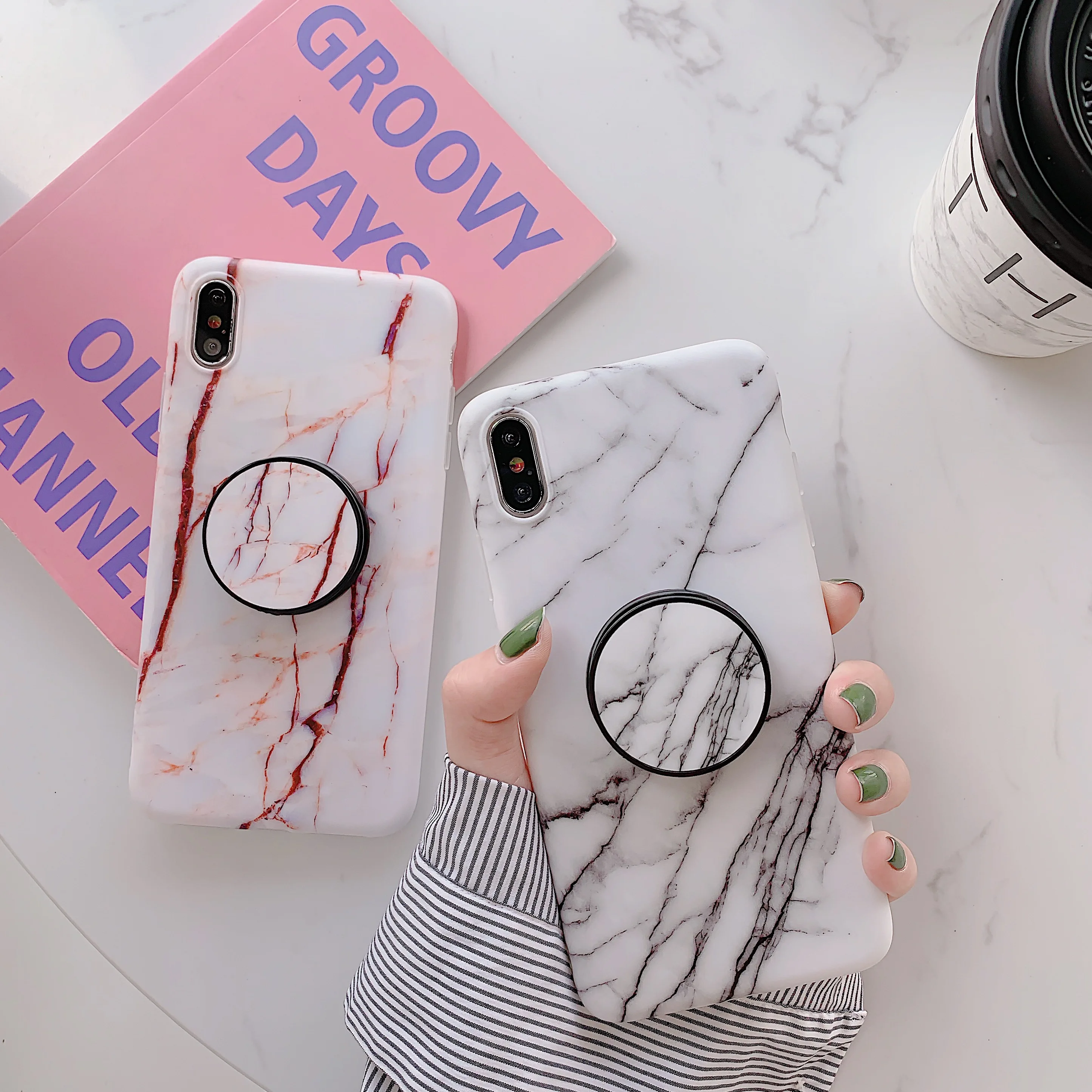 Роскошные светло-розовые Мраморные Подставки подставка кольцо держатель