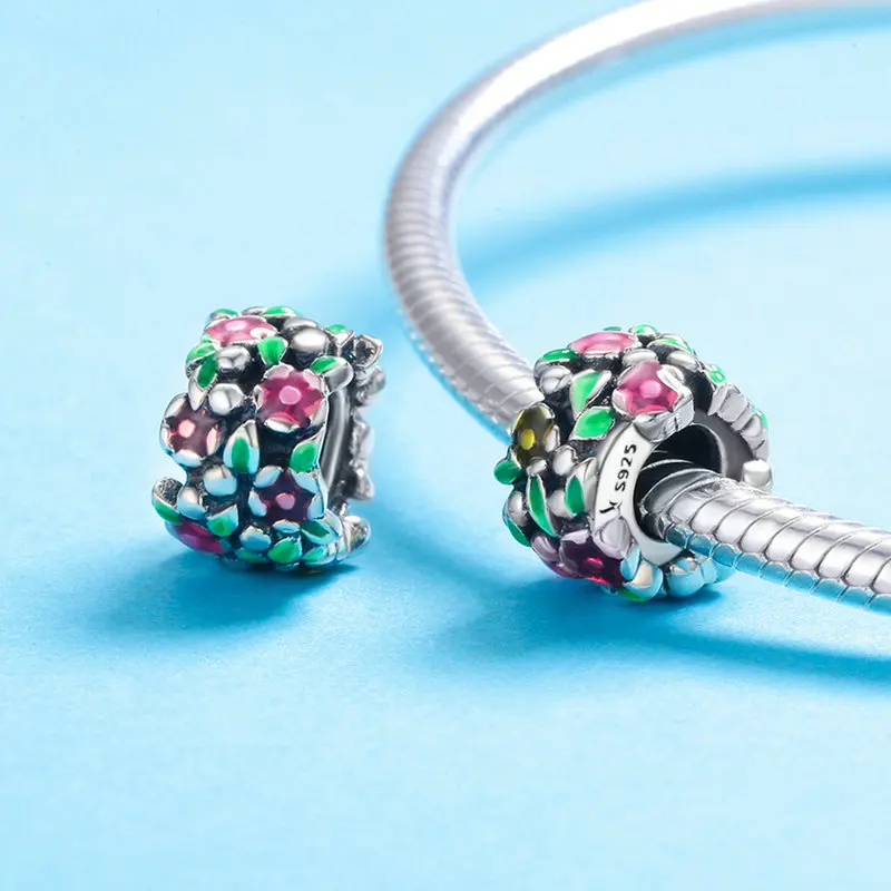 MYBEBOA May New Original Sterling 925 Silver Bird in the Woods& Flowers Charm Beads fit Original Pandora Bracelet Beads Jewelry