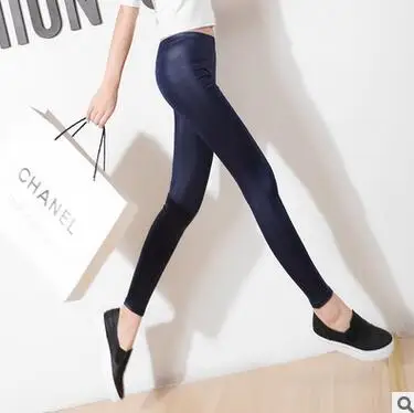 MLXSLKY женские тонкие черные леггинсы из искусственной кожи большого размера