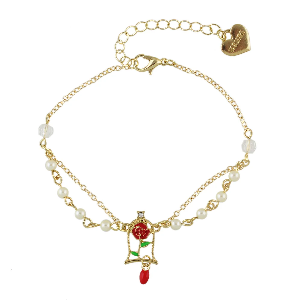 Панк Boho Стиль золото-Цвет цепи Браслеты имитация жемчуг зеленый красный с