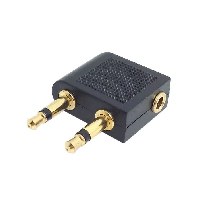 2Pcs Golden Plated 3.5mm Male To Female Jack Socket Audio Adapter Airplane Airline Flight Headphone | Электроника
