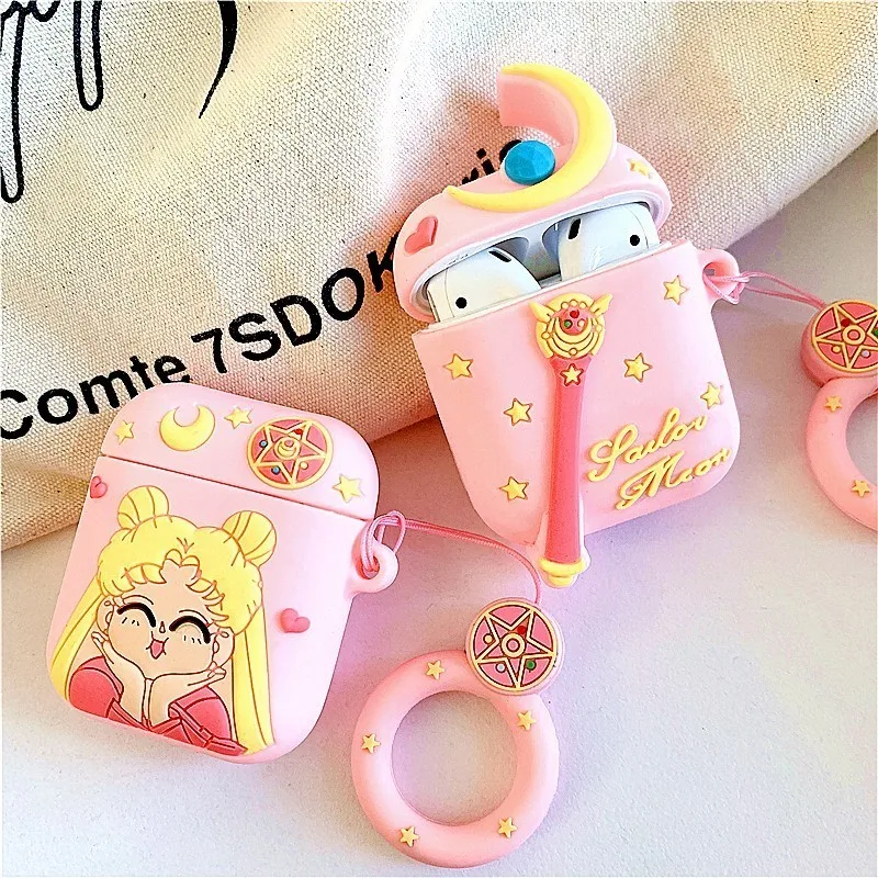 Милый розовый чехол для наушников Sailor Moon с Bluetooth Airpods Милые силиконовые чехлы