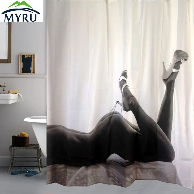 Сексуальные женские занавески для душа черно белые водонепроницаемые из