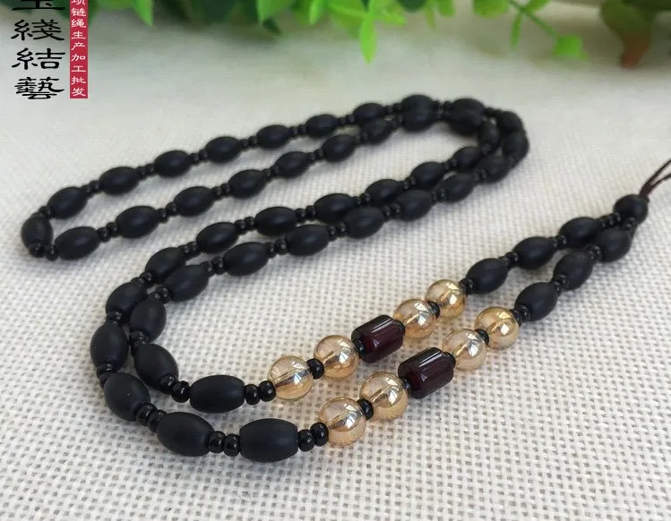 Новое высококачественное Черное Матовое ожерелье с бусинами шнур wampum цепь |