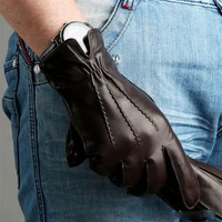 top fashion velvet five finger men genuine leather gloves autumn winter plus sheepskin driving glove for male m014wc 5