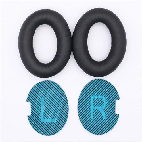 Black with Blue LR Замена амбушюры подушки для Bose QC35 QC25 QC15 QC2 AE2 AE2i AE2w вокруг уха 2 Наушники - Цвет: Black with Blue LR