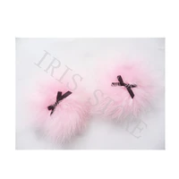 bowknot pink feathered self adhesive reusable nipple cover