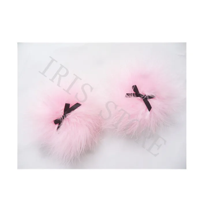 Bowknot Pink Feathered Self-Adhesive Reusable Nipple Cover | Женская одежда