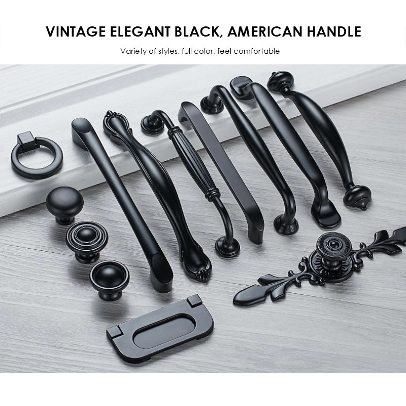 Черная ручка цельная мебель с одним отверстием не выцветает аксессуары для