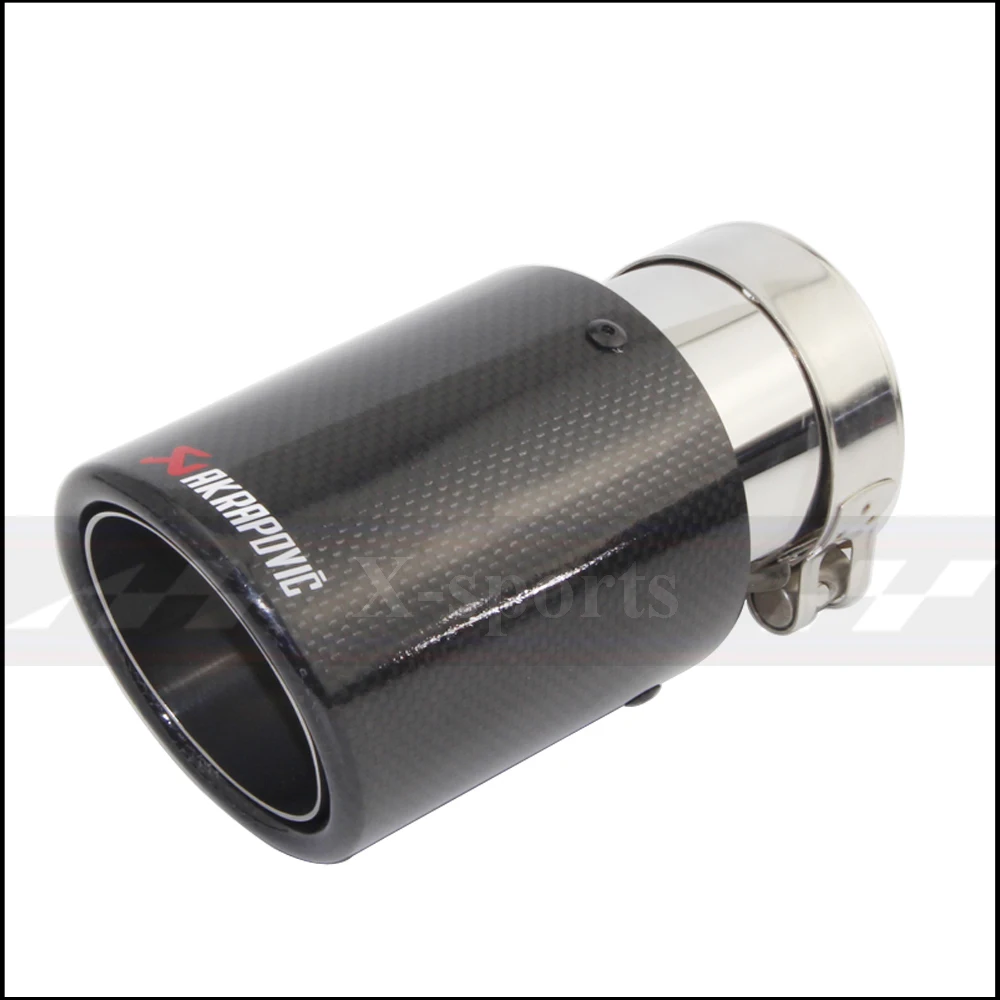 Akrapovic углеродное волокно глянцевый Автомобиль Стайлинг выхлопная система глушитель наконечник трубы обжимной Универсальный Серебряный отделка из нержавеющей стали