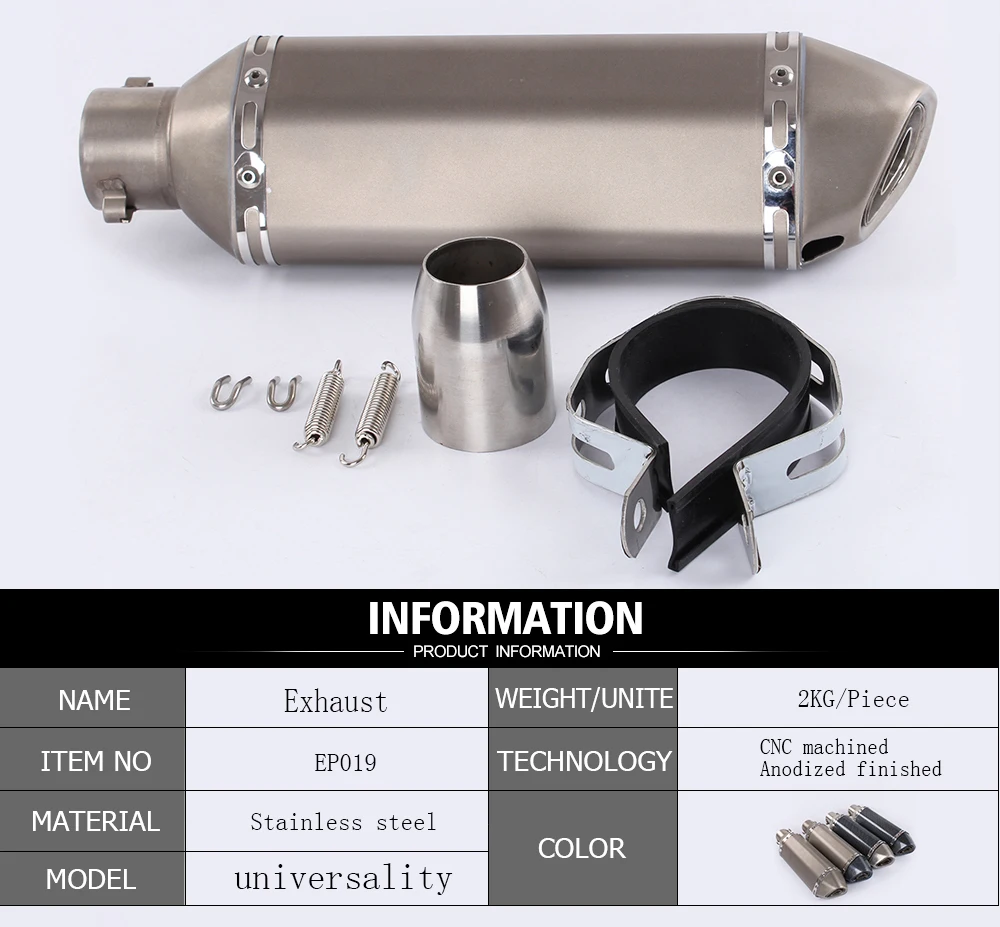Универсальный 36-51 мм dirt bike akrapovic выхлопной мотоцикл escape модифицированный скутер глушитель для FZ6 CBR250 CB600 MT07