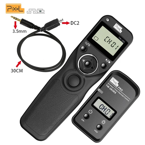 TW283-DC2 Pixel TW-283 пульт дистанционного управления с кабелем для спуска затвора и DC0 DC2 для Nikon D610 D7100 D5100 D3100 Камера Беспроводной ЖК-экраном таймером и Управление пикселей TW-283 - Цвет: TW283-DC2