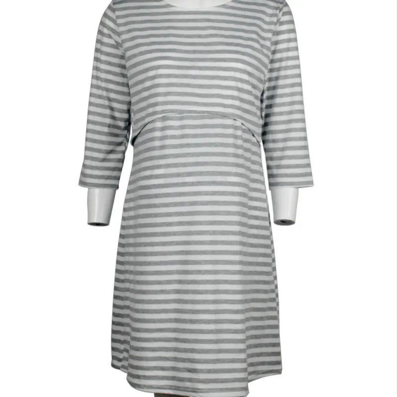 2018 чистый хлопок в полоску для беременных кормящих женщин платье пижамы | Мать и