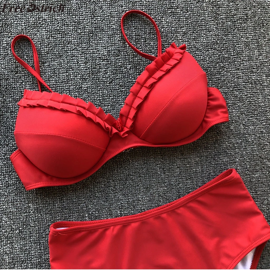 Бесплатная страуса 2019 Новый сексуальный женский гофрированный Сплит комфортное