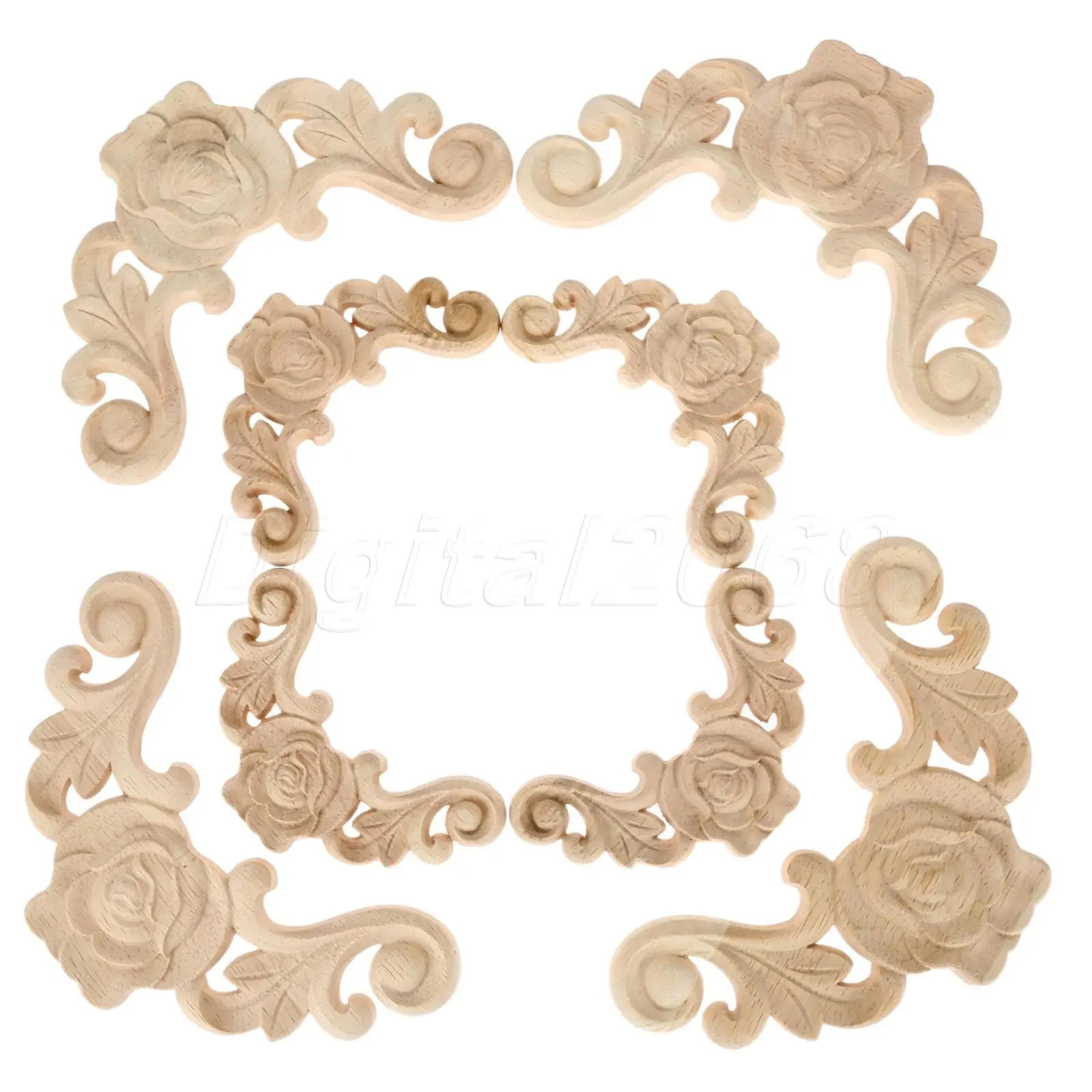 8*8/10*10 см 4 шт. деревянный резной уголок с аппликацией Неокрашенная рамка наклейка