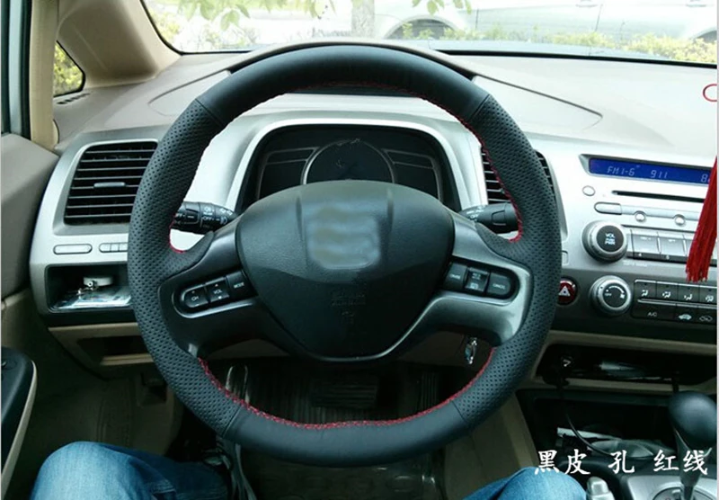Чехол рулевого колеса из натуральной кожи для Honda Civic 9 2006 2007 2008 2009|leather steering wheel