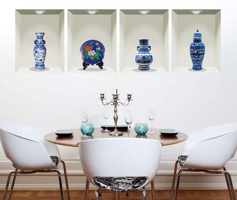 3D Наклейка на стену керамическая ваза Декор фрески наклейки искусство в