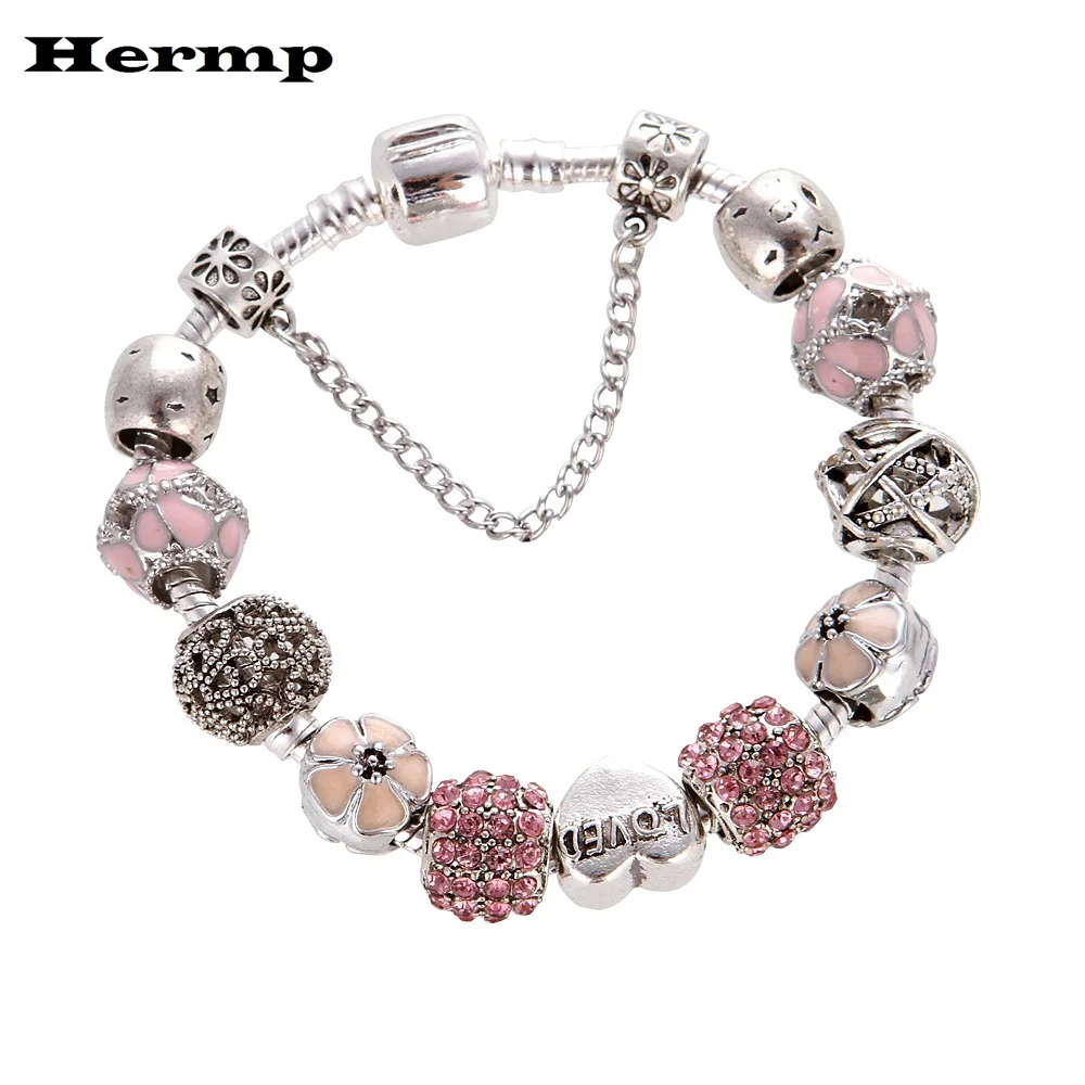 Hermp хит продаж модные бусины в форме сердца для мамы оригинальный DIY браслет с