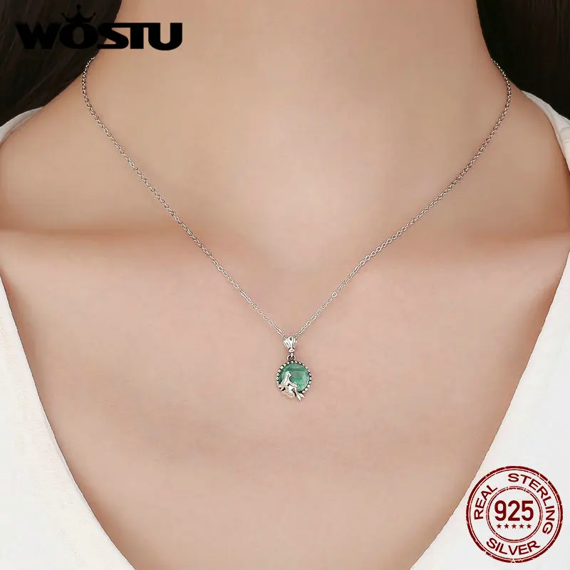 WOSTU, тренд, 925 пробы, серебро, любовь, подвеска в виде русалки, колье, ожерелье для женщин, модное колье, ювелирное изделие, подарок CQN262