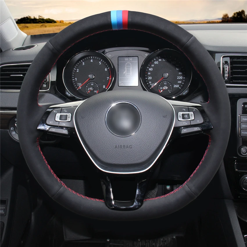 MEWANT черные замшевые чехлы рулевого колеса автомобиля для Volkswagen VW Golf 7 Mk7 New Polo Jetta